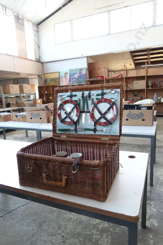 WICKER BASKET PICNIC SET (incomplete) Image 1++