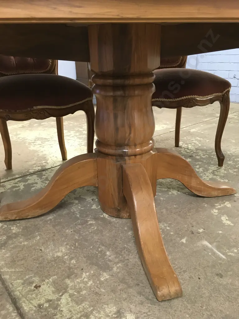 VINTAGE RIMU TABLE (CHAIRS NOT INCLUDED) WITH GLASS TOP Image 1++