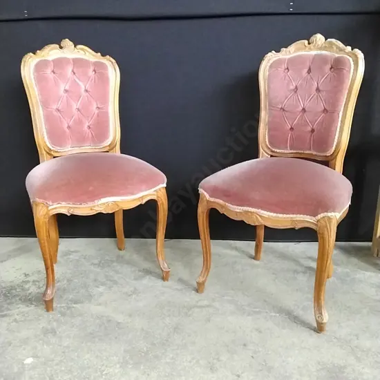 4 x PINK CUSHIONED DINING CHAIRS (2 PICTURED)