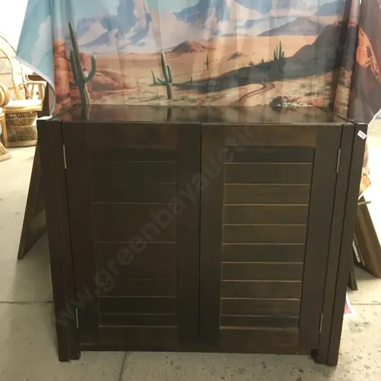 DARK WOOD TWO DOOR STORAGE CABINET
