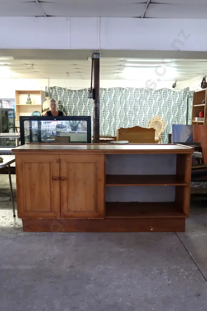 SOLID WOODEN CABINET TWO OPEN SHELVES Image 1++