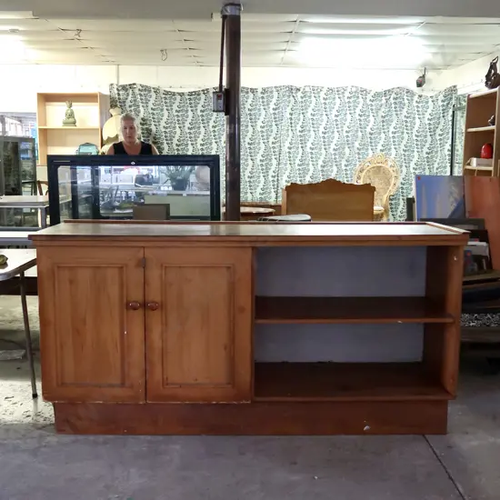 SOLID WOODEN CABINET TWO OPEN SHELVES