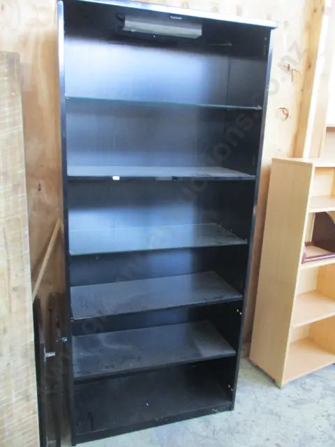 BLACK SHELVING UNIT WITH 2 DOORS Image 1++