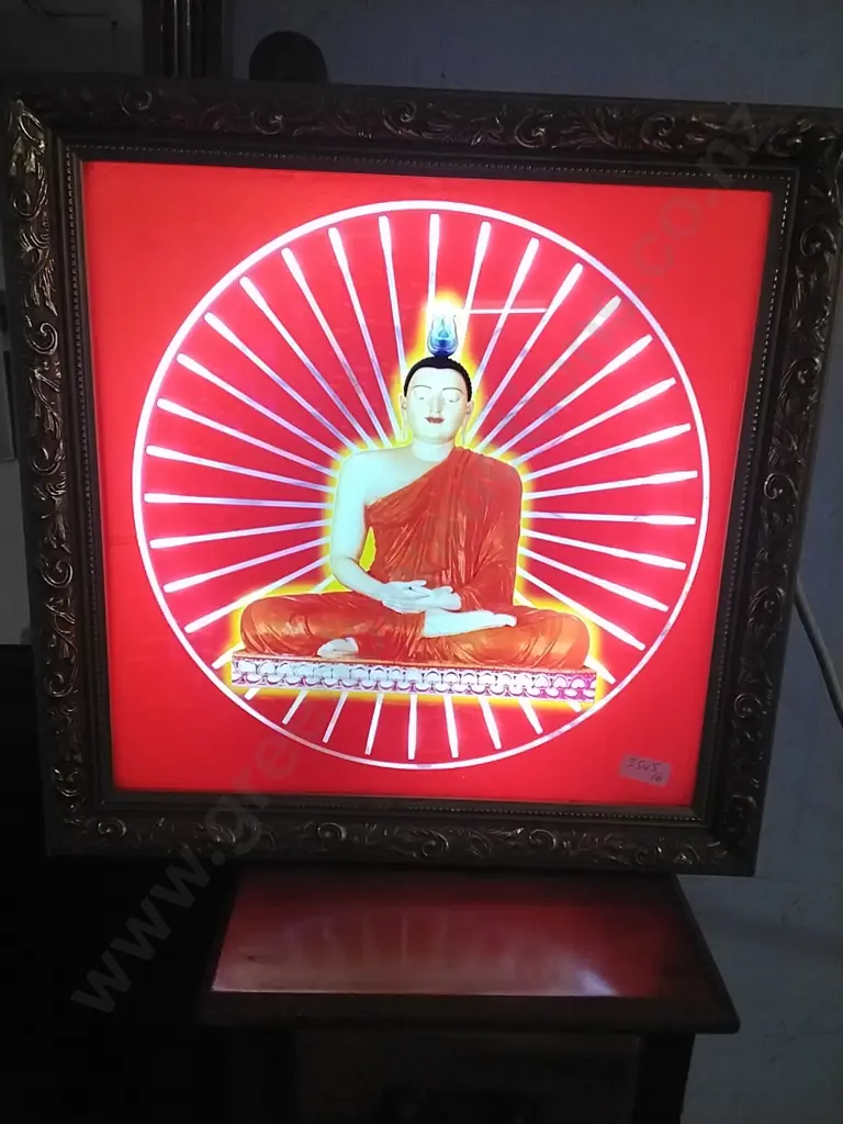 SEATED GAUTAM BUDDHA LIGHT UP PICTURE IN FRAME, WORKING Image 1++