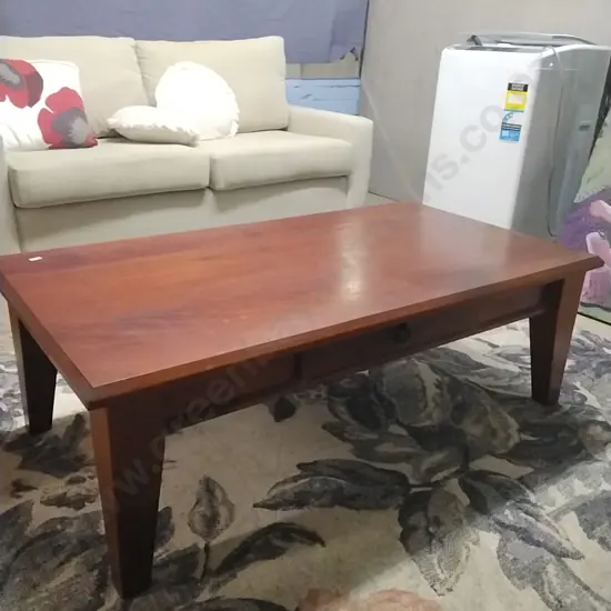 PINE TIMBER COFFEE TABLE WITH SINGLE DRAWER