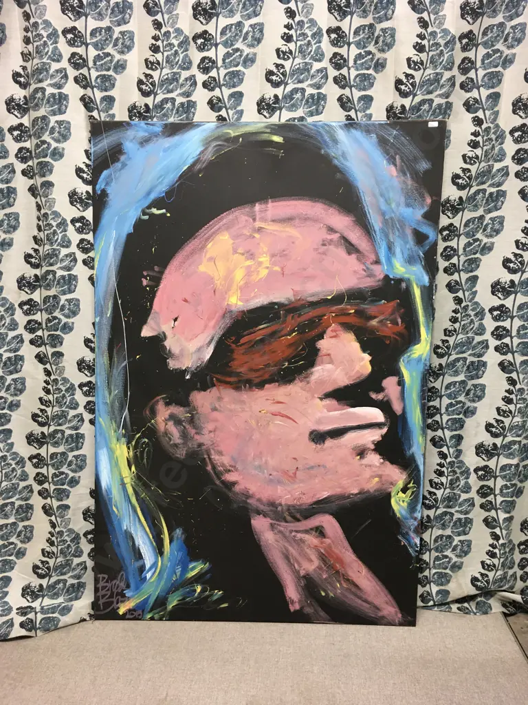 VIBRANT EXPRESSIONISTIC CANVAS PAINTING OF U2 FRONTMAN BONO Image 1++