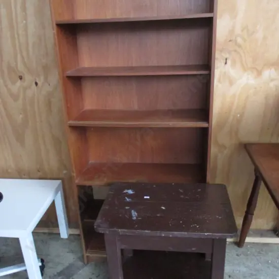 Table and Bookshelf