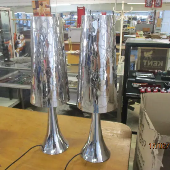 Pr Chrome Table Lamps