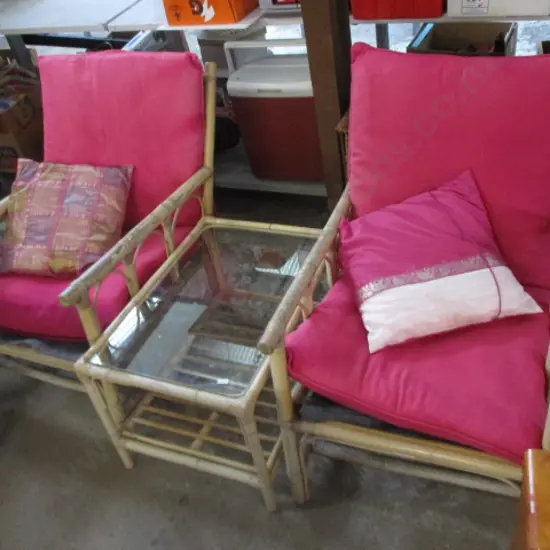 Cane Chairs and Side Table