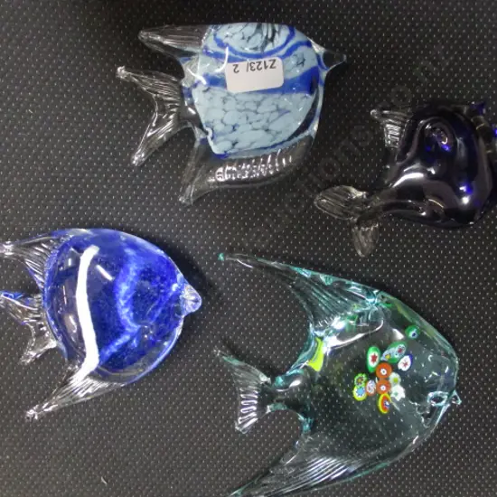 4 Art Glass Fish
