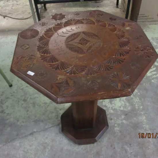 Carved Kauri Side Table