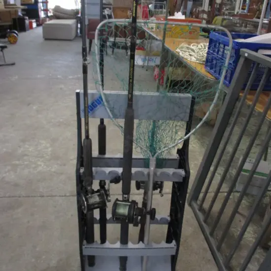 Fishing Rods Nets and Stand