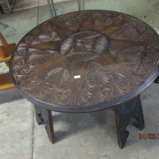 Carved Kauri Side Table