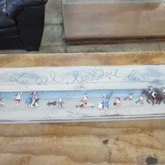 Wooden Plaque Beach Scene