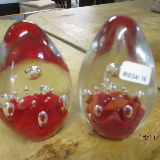 2 Art Glass Paperweights