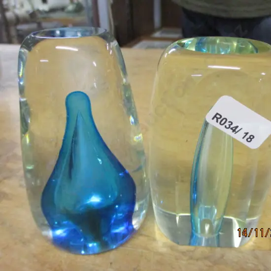 2 Art Glass Paperweights