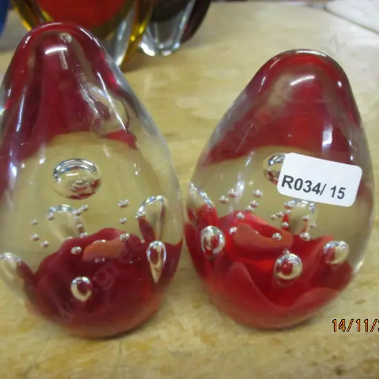 2 Art Glass Paperweights