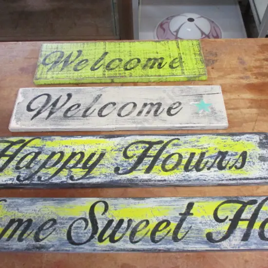 4 Wooden Signs
