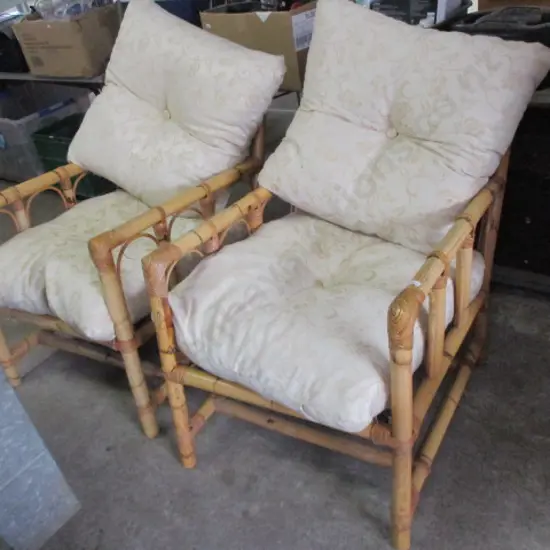 Pr Cane Patio Chairs