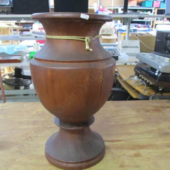 Large Turned Timber Urn