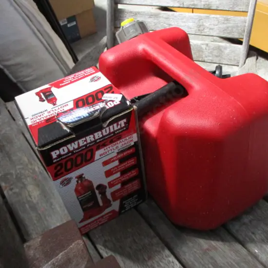 Bottle Jack and Gas Can