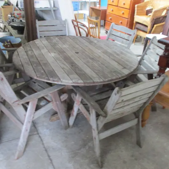 Large Bbq Table and 6 Chairs