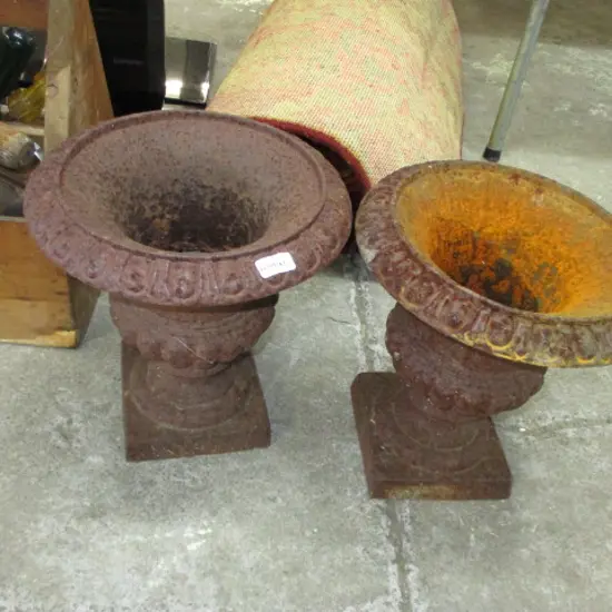 2 Cast Iron Planters
