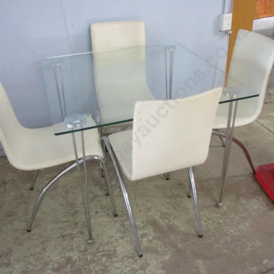 Glass Topped Table and 4 Chairs