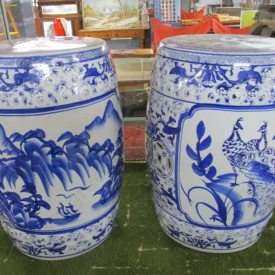 Pr Porcelain Stools